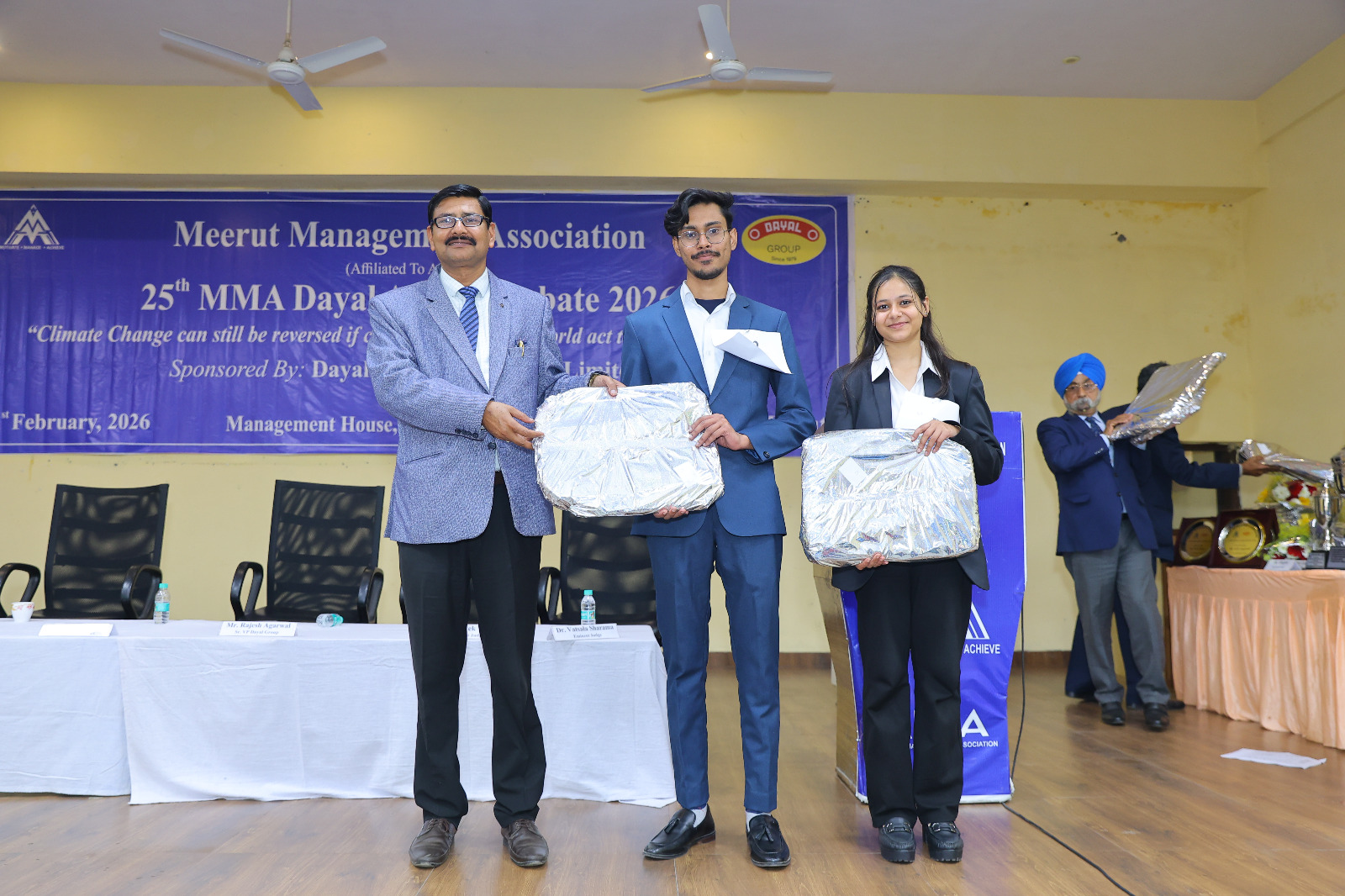 Kanak Kathuria and Jazib Nazir wins the third prize in Dayal debate competition organised by Meerut Management Association